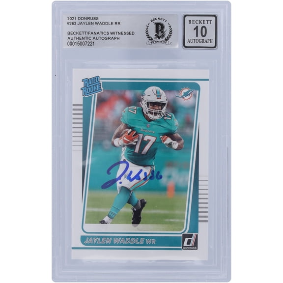 Jaylen Waddle Miami Dolphins Autographed 2021 Panini Donruss Rated Rookie #263 Beckett Fanatics Witnessed Authenticated 10 Rookie Card - Fanatics Authentic Certified