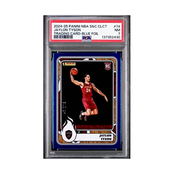 Jaylon Tyson Rookie 2024-25 Panini NBA #74 Sticker 48/215 Blue Foil PSA 7 NM