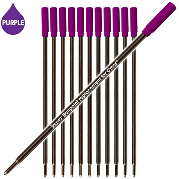 Jaymo Replacement for Cross 8511/8513/8515 - Measures 4.563 in / 116 mm Long - Ballpoint Pen Refill - 12 Purple