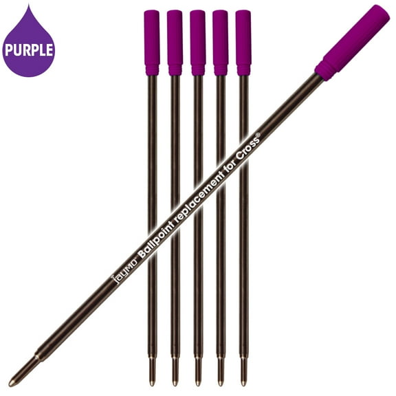 Jaymo Replacement for Cross 8511/8513/8515 - Measures 4.563 in / 116 mm Long - Ballpoint Pen Refill - 6 Purple