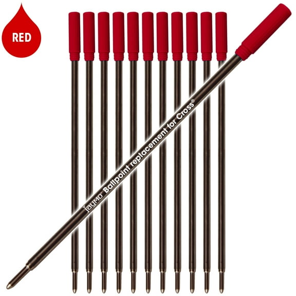 Jaymo Replacement for Cross 8515 - Measures 4.563 in / 116 mm Long - Ballpoint Pen Refill - 12 Red