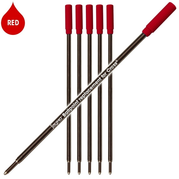 Jaymo Replacement for Cross 8515 - Measures 4.563 in / 116 mm Long - Ballpoint Pen Refill - 6 Red