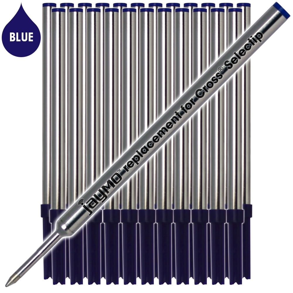 Jaymo Replacement for Cross Selectip 8521 - Measures 4.375 in / 111 mm Long - Gel Rolling Ball Pen Refill - 24 Blue