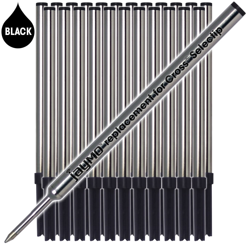 Jaymo Replacement for Cross Selectip 8523 - Measures 4.375 in / 111 mm Long - Gel Rolling Ball Pen Refill - 24 Black