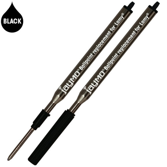 Jaymo Replacement for Lamy M16 1200150 - Measures 4.17 in / 106 mm Long - Ballpoint Pen Refill - 2 Black