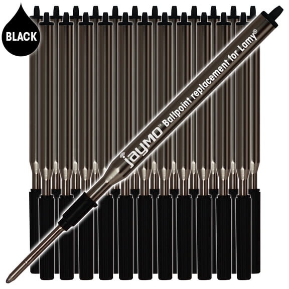 Jaymo Replacement for Lamy M16 1200150 - Measures 4.17 in / 106 mm Long - Ballpoint Pen Refill - 24 Black