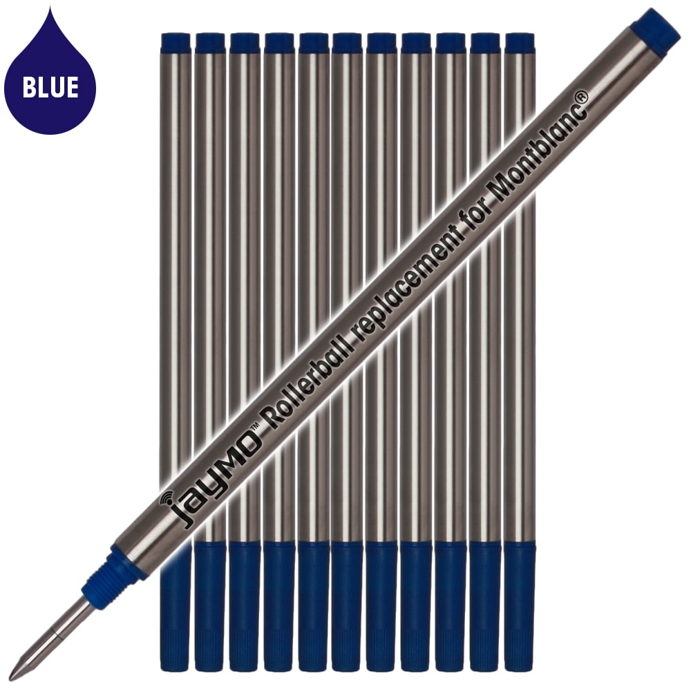 Jaymo Replacement for Montblanc 105159 - Measures 4.44 in / 113 mm Long - Rollerball Pen Refill - 12 Blue