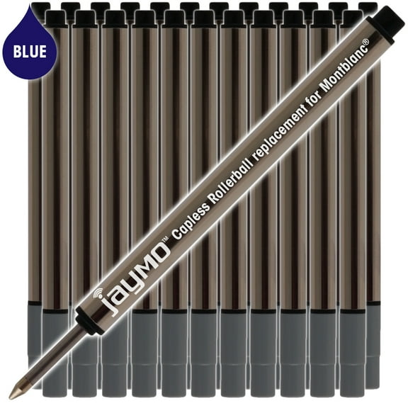 Jaymo Replacement for Montblanc 113778 - Measures 3.84 in / 97 mm Long - Capless Rollerball Pen Refill - 24 Blue