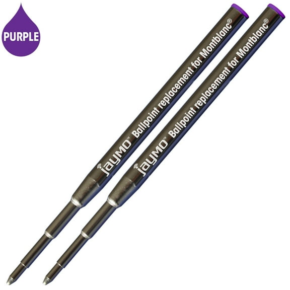 Jaymo Replacement for Montblanc 116218 - Measures 3.875 in / 98 mm Long - Ballpoint Pen Refill - 2 Purple