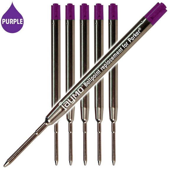 Jaymo Replacement for Parker 1950369/1950370/1950371 - Measures 3.875 in / 98 mm Long - G2 Ballpoint Pen Refill - 6 Purple