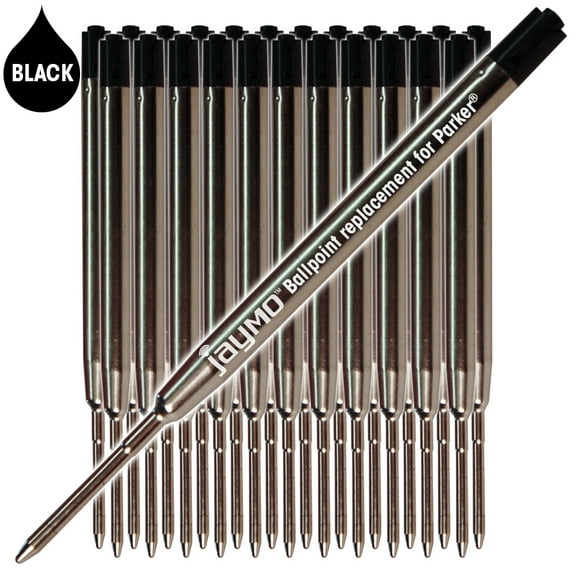 Jaymo Replacement for Parker 1950369 - Measures 3.875 in / 98 mm Long - G2 Ballpoint Pen Refill - 24 Black