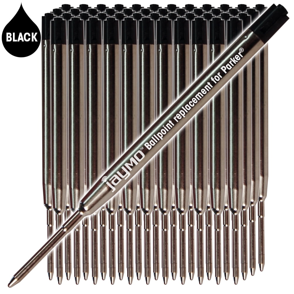 Jaymo Replacement for Parker 1950369 and Bastion - Measures 3.875 in / 98 mm Long - G2 Ballpoint Pen Refill - 48 Black