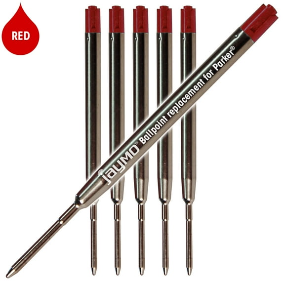 Jaymo Replacement for Parker 1950370 - Measures 3.875 in / 98 mm Long - G2 Ballpoint Pen Refill - 6 Red