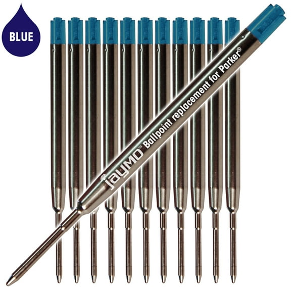 Jaymo Replacement for Parker 1950371 - Measures 3.875 in / 98 mm Long - G2 Ballpoint Pen Refill - 12 Blue