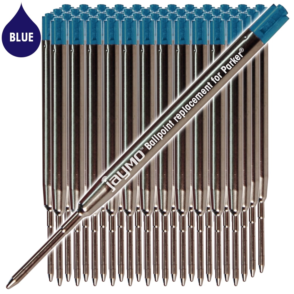 jaymo - 48 - blue parker compatible ballpoint pen refills. smooth writing german ink and medium tip. #1782470