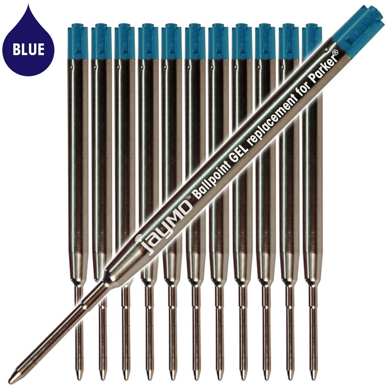 Jaymo Replacement for Parker 30526PP - Measures 3.875 in / 98 mm Long - G2  Gel Ballpoint Pen Refill - 12 Blue 