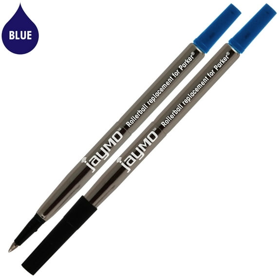 Jaymo Replacement for Parker Quink 1950324 - Measures 4.56 in / 116 mm Long - Rollerball Pen Refill - 2 Blue