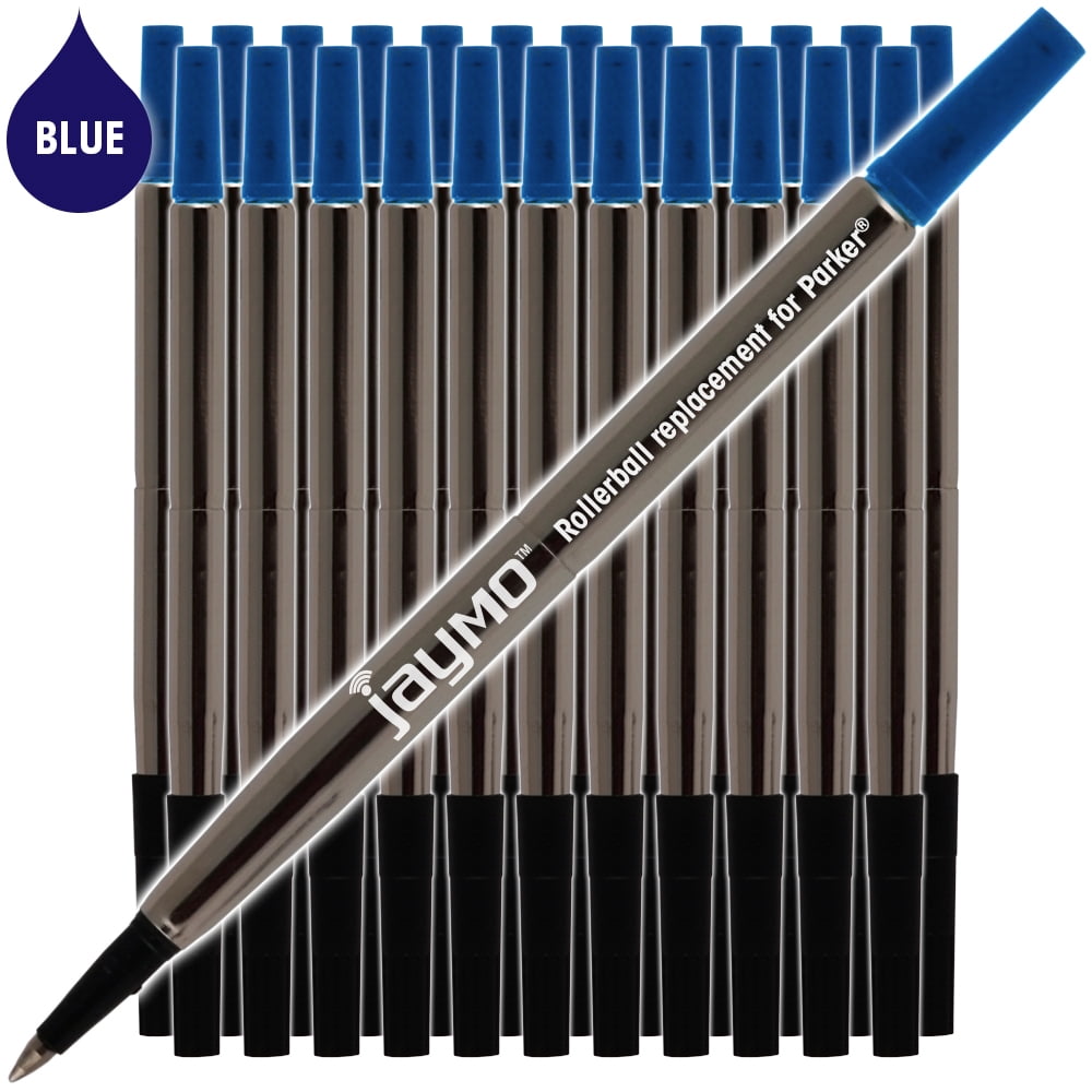 Jaymo Replacement for Parker Quink 1950324 - Measures 4.56 in / 116 mm Long - Rollerball Pen Refill - 24 Blue