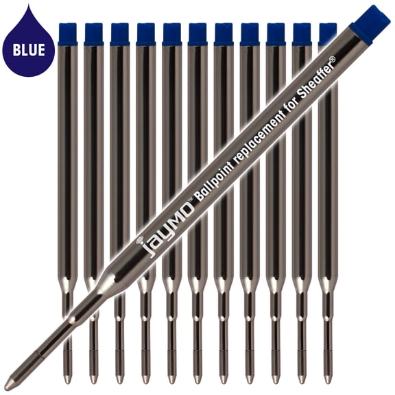 Jaymo Replacement for Sheaffer K 99325 - Measures 3.75 in / 95 mm Long - Ballpoint Pen Refill - 12 Blue