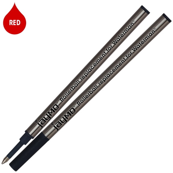 Jaymo Replacement for Waterman 540951/540961 and Schmidt 5888 - Measures 4.3 in / 109 mm Long - Rollerball Pen Refill - 2 Red