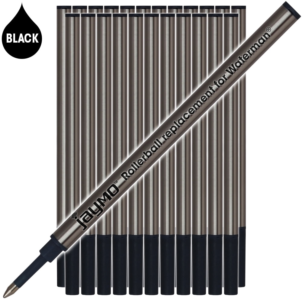 Jaymo Replacement for Waterman 540951 - Measures 4.3 in / 109 mm Long - Rollerball Pen Refill - 24 Black