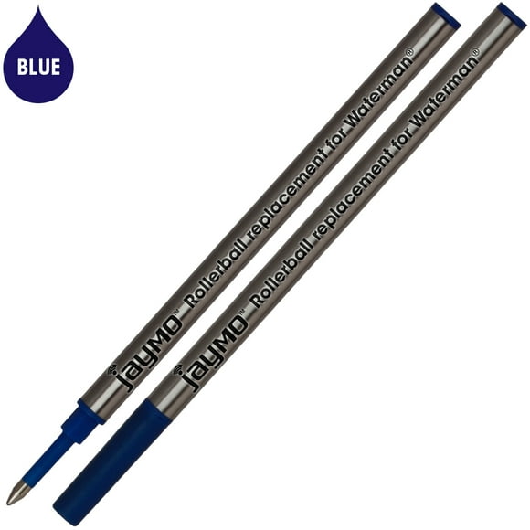 Jaymo Replacement for Waterman 540961 - Measures 4.3 in / 109 mm Long - Rollerball Pen Refill - 2 Blue