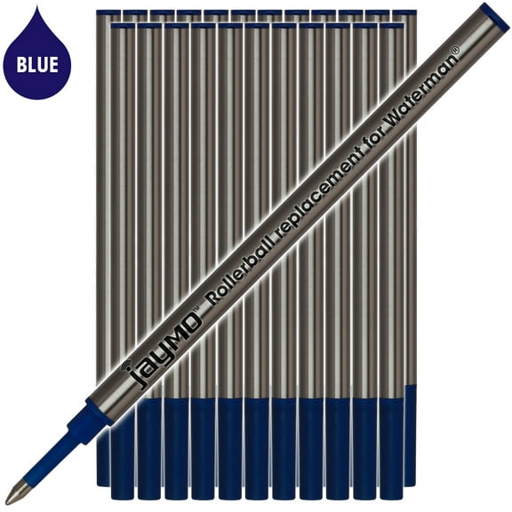 Jaymo Replacement for Waterman 540961 - Measures 4.3 in / 109 mm Long - Rollerball Pen Refill - 24 Blue