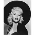 thumbnail image 1 of Jayne Mansfield 1950's glamour portrait in black dress and large hat 8x10 photo, 1 of 1