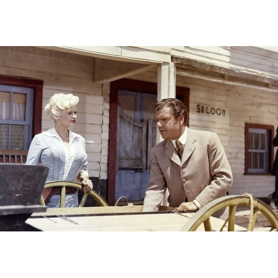 Jayne Mansfield and Kenneth More in The Sheriff of Fractured Jaw by wagon 24x36 Poster