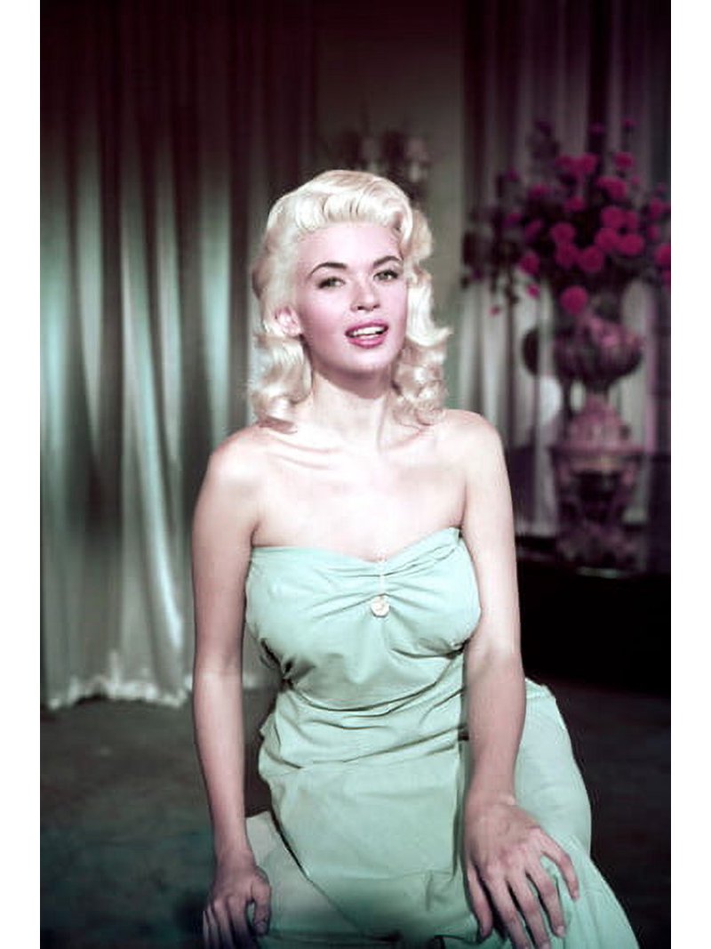 Jayne Mansfield stunning off shoulder green dress iconic pin up 24x36 Poster