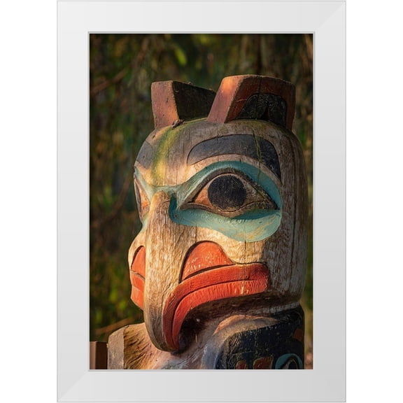 Jaynes Gallery 11x14 White Modern Wood Framed Museum Art Print Titled - Alaska-Sitka Detail of totem pole at Sitka National Historical Park