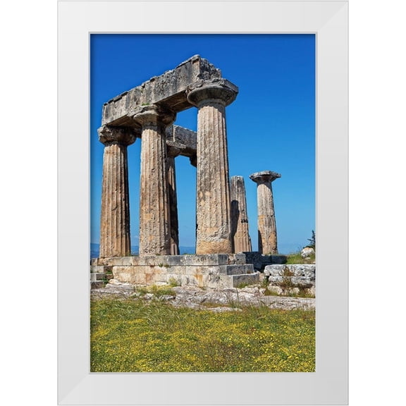 Jaynes Gallery 11x14 White Modern Wood Framed Museum Art Print Titled - Greece-Corinth Ruins of Temple of Apollo