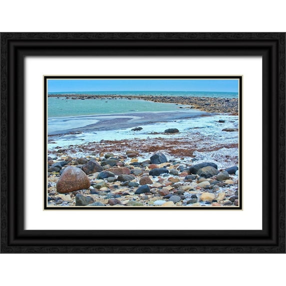 Jaynes Gallery 14x11 Black Ornate Wood Framed with Double Matting Museum Art Print Titled - Canada-Manitoba-Churchill Ice freeze on Hudson Bay coastline