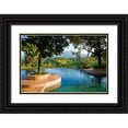 thumbnail image 1 of Jaynes Gallery 14x11 Black Ornate Wood Framed with Double Matting Museum Art Print Titled - Indonesia-Java Landscape with pool and rice terraces at resort, 1 of 4