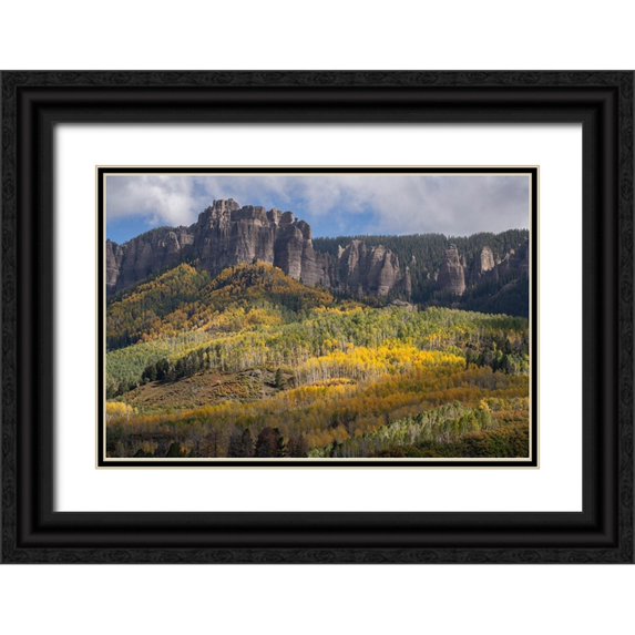 Jaynes Gallery 14x11 Black Ornate Wood Framed with Double Matting Museum Art Print Titled - USA-Colorado-Uncompahgre National Forest Mountain and forest in autumn
