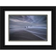thumbnail image 1 of Jaynes Gallery 14x11 Black Ornate Wood Framed with Double Matting Museum Art Print Titled - USA-New Jersey-Cape May National Seashore Pier stumps on shore at sunrise, 1 of 4