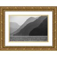 thumbnail image 1 of Jaynes Gallery 14x11 Gold Ornate Wood Framed with Double Matting Museum Art Print Titled - Alaska-Tongass National Forest BandW of hazy day in Lisianski Inlet, 1 of 4