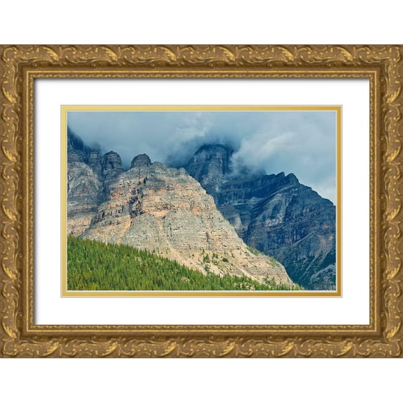 Jaynes Gallery 14x11 Gold Ornate Wood Framed with Double Matting Museum Art Print Titled - Canada-Alberta-Banff National Park Sunrise landscape with Mt Temple