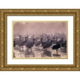 thumbnail image 1 of Jaynes Gallery 14x11 Gold Ornate Wood Framed with Double Matting Museum Art Print Titled - USA-New Mexico-Bernardo Wildlife Management Area-Sandhill cranes and foggy sunrise, 1 of 4
