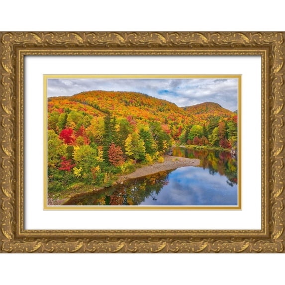 Jaynes Gallery 14x11 Gold Ornate Wood Framed with Double Matting Museum Art Print Titled - Canada-Nova Scotia Indian Brook and forest in autumn