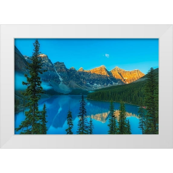 Jaynes Gallery 14x11 White Modern Wood Framed Museum Art Print Titled - Canada-Alberta-Banff National Park Moraine Lake and Valley of the Ten Peaks at sunrise