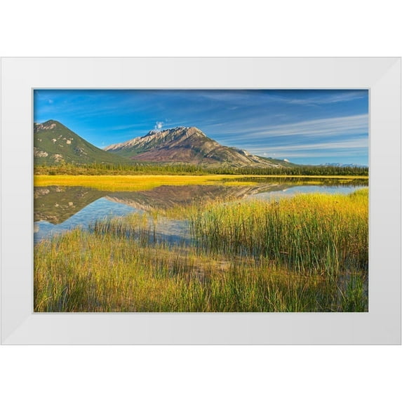 Jaynes Gallery 14x11 White Modern Wood Framed Museum Art Print Titled - Canada-Alberta-Jasper National Park Reflections in Jasper Lake