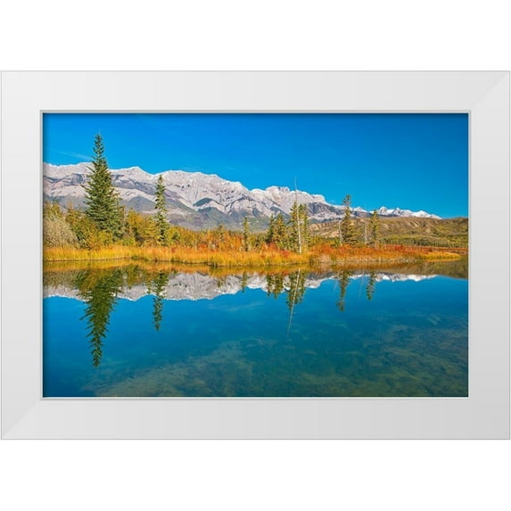 Jaynes Gallery 14x11 White Modern Wood Framed Museum Art Print Titled - Canada-Alberta-Jasper National Park Reflections in Talbot Lake