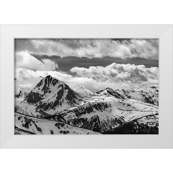 Jaynes Gallery 14x11 White Modern Wood Framed Museum Art Print Titled - Canada-British Columbia-Whistler BandW of Fitzsimmons Range in Garibaldi Provincial Park