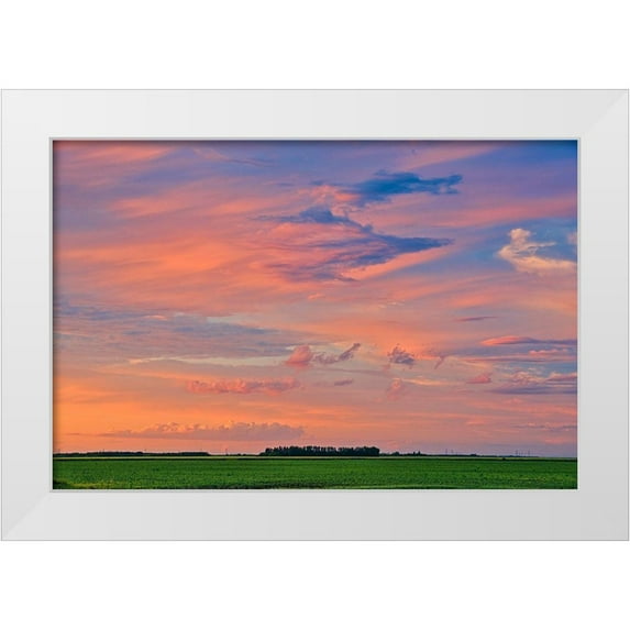 Jaynes Gallery 14x11 White Modern Wood Framed Museum Art Print Titled - Canada-Manitoba-Dugald Clouds at sunset on prairie