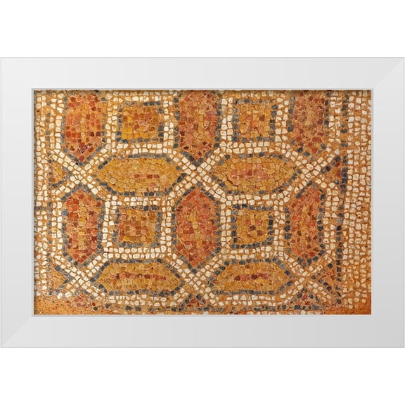 Jaynes Gallery 14x11 White Modern Wood Framed Museum Art Print Titled - Greece-Philippi Mosaic floor in ancient city