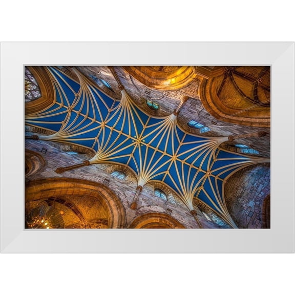 Jaynes Gallery 14x11 White Modern Wood Framed Museum Art Print Titled - Scotland-Edinburgh 12th century ceiling in St Giles Cathedral