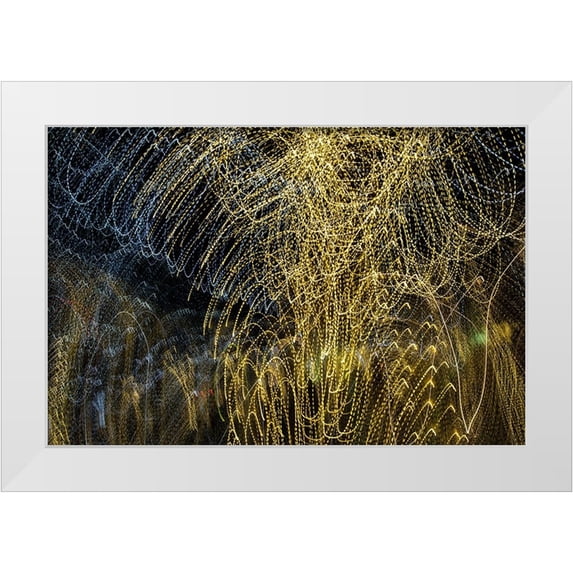 Jaynes Gallery 14x11 White Modern Wood Framed Museum Art Print Titled - USA-Arizona-Buckeye-Abstract of decorated trees at night during Christmas