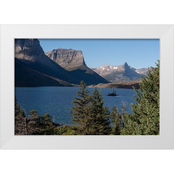 Jaynes Gallery 14x11 White Modern Wood Framed Museum Art Print Titled - USA-Montana-Glacier National Park Landscape with St Mary Lake and mountains