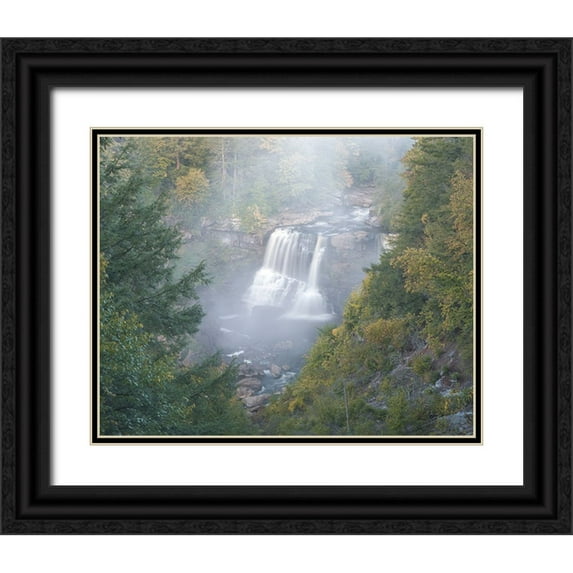 Jaynes Gallery 14x12 Black Ornate Wood Framed with Double Matting Museum Art Print Titled - USA-West Virginia-Davis Overview of waterfall in Blackwater State Park